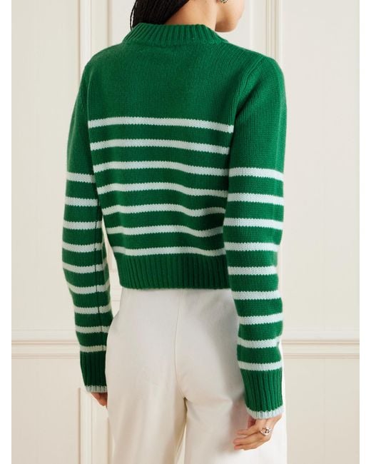 La Ligne Green Mini Marin Striped Wool And Cashmere-Blend Sweater