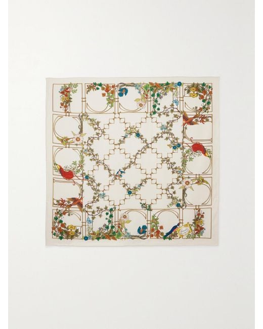 Gucci Natural Printed Silk-Twill Scarf