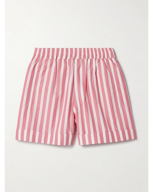 Suzie Kondi Red Banker Striped Cotton-Poplin Shorts