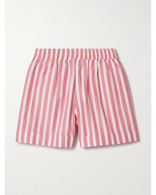 Suzie Kondi Red Banker Shorts Aus Gestreifter Baumwollpopeline