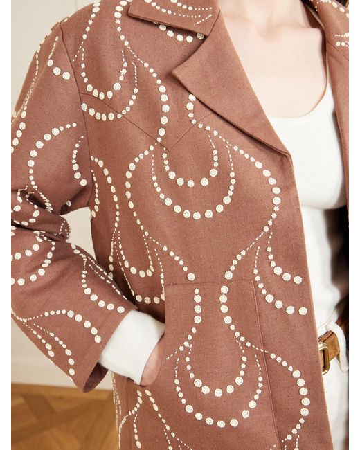 Alix Of Bohemia Brown Bead-Embellished Silk Jacket