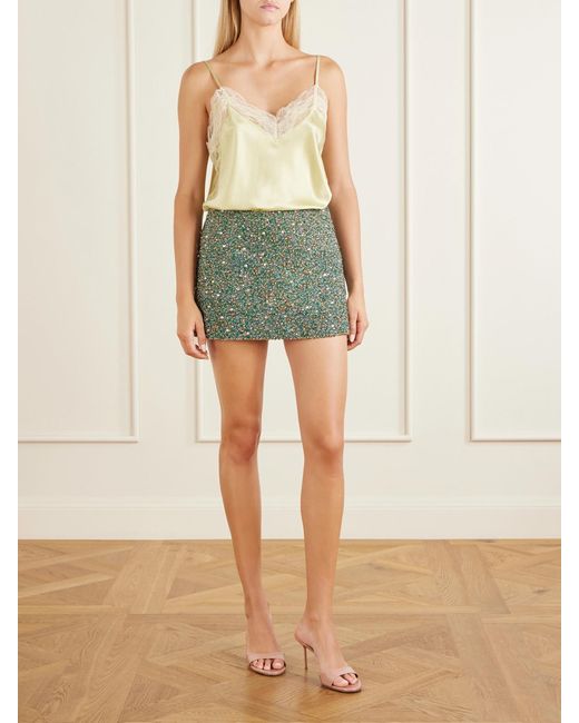 Clio Peppiatt Green Ayla Embellished Mini Skirt