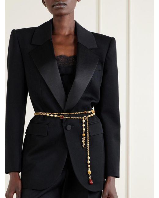 Saint Laurent Natural Cassandre-Tone And Resin Chain Belt