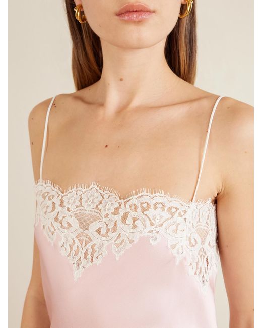 Stella McCartney Pink Lace-Trimmed Satin Camisole