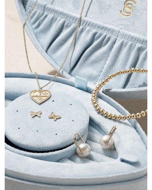 Sydney Evan Blue 14-Karat, Diamond, Pearl And Velvet Jewelry Set