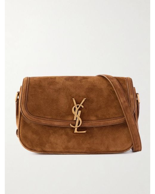 Sac Porté Épaule En Daim Solferino Medium Saint Laurent en coloris Brown