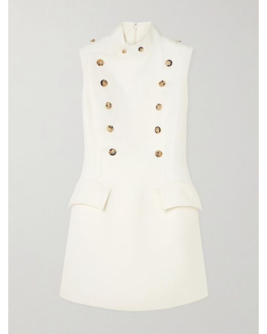 Alexander McQueen Natural Wool-Twill Mini Dress