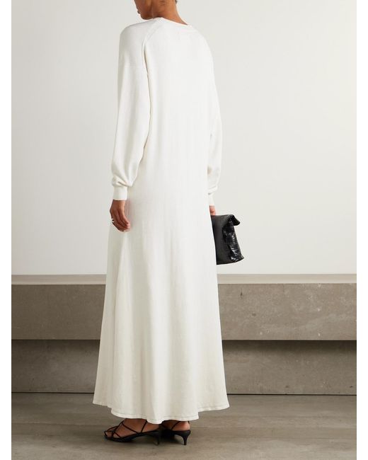 Loulou de Saison White Lucy Silk And Linen-Blend Maxi Dress