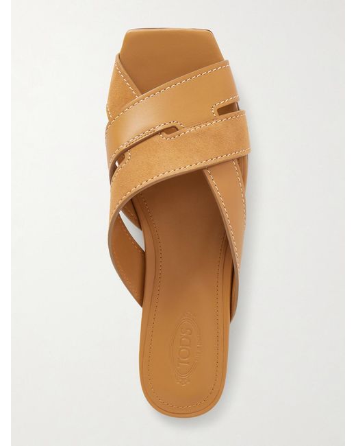 Tod's Brown Suede And Leather Slides
