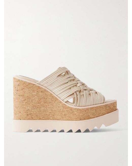 Stella McCartney Natural Sneak-Elyse Woven Wedge Mules