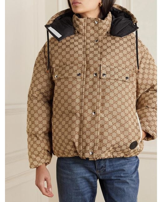 Gucci Brown Gg Cotton Canvas Down Jacket