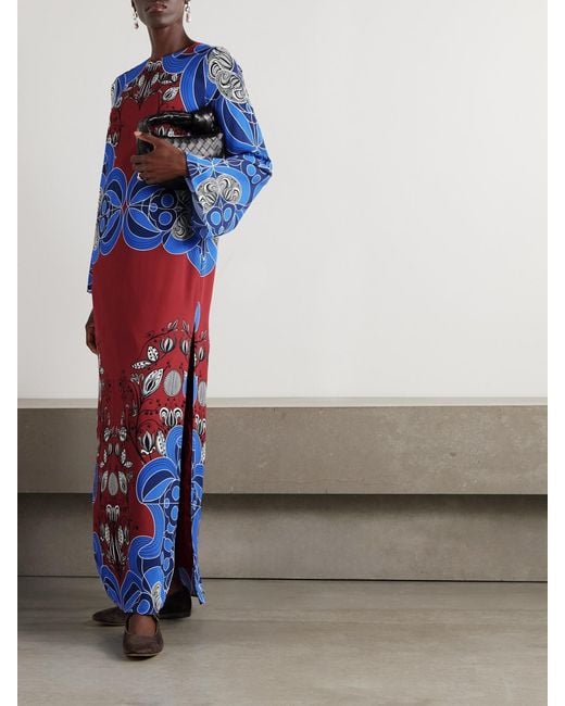 Borgo De Nor Blue Capucine Printed Crepe Maxi Dress