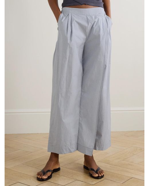 Deiji Studios Gray Striped Organic Cotton-Poplin Wide-Leg Pants