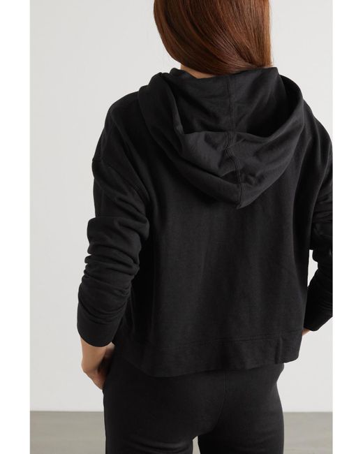 James Perse Black Cropped Cotton-Jersey Hoodie
