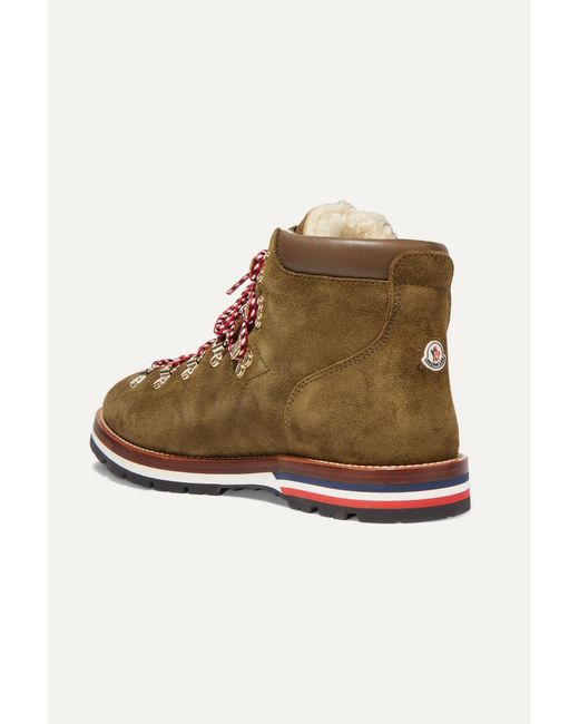 Moncler Green Blanche Shearling-Lined Suede Ankle Boots