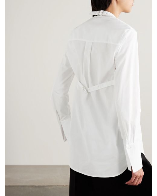 Wardrobe NYC White Convertible Layered Buckled Cotton-Poplin Shirt