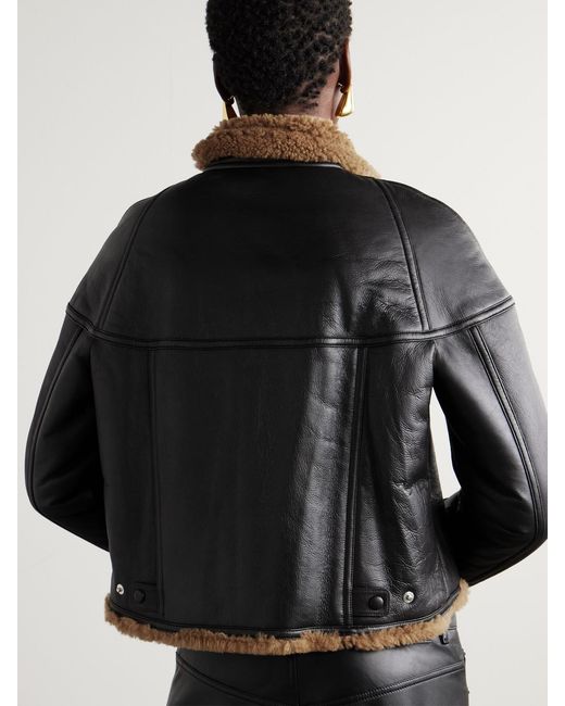 Yves Salomon Black Cropped Shearling Jacket