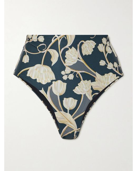 Agua Bendita Blue Net Sustain Perla Floral-Print Recycled Bikini Briefs