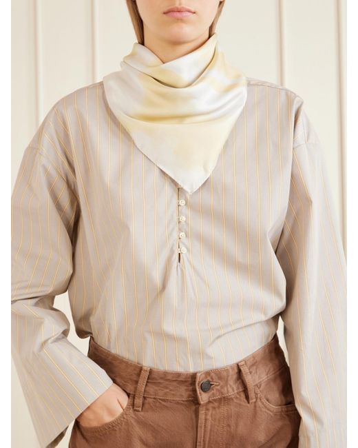 Kallmeyer White Oil Moire Printed Silk-Twill Scarf