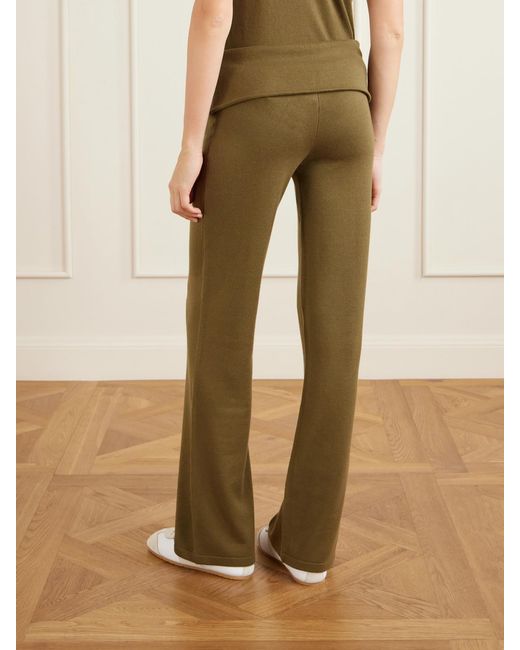 The Elder Statesman Green Flared Cashmere Pants