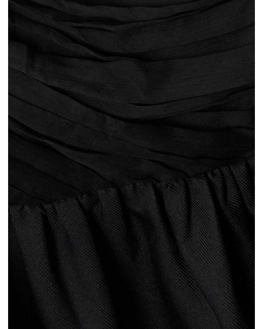 Abadia Black Kaia Ruched Chiffon And Twill Mini Dress