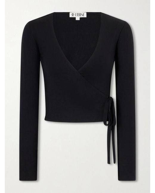 ÉTERNE Blue Wrap Jersey T-Shirt