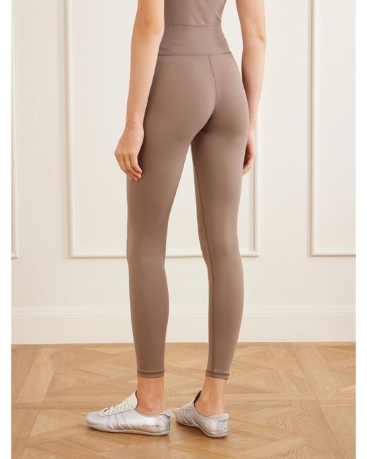 Sporty & Rich Natural Logo-Print Stretch-Jersey High-Rise Leggings