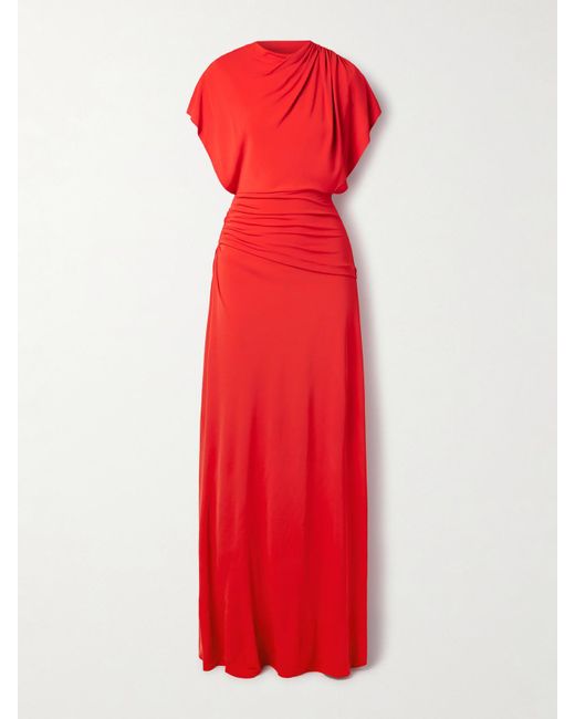 La Ligne Red Maxikleid Aus Jersey Mit Raffungen