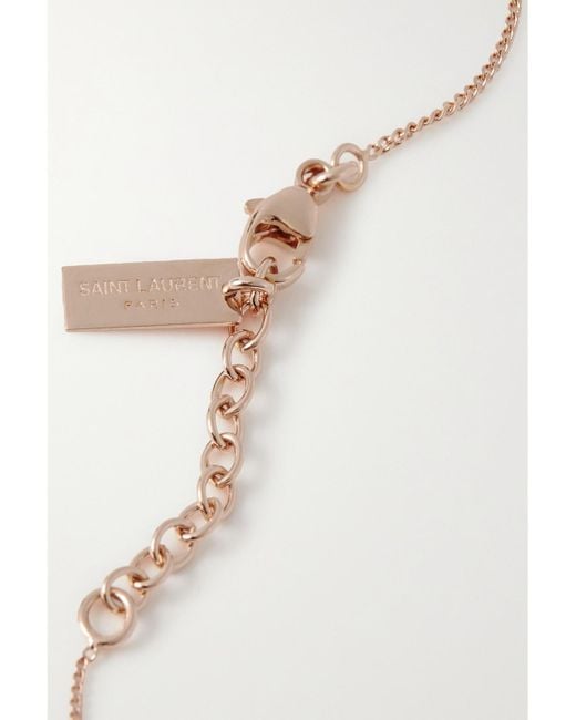 Saint Laurent White Rose-Tone Bracelet