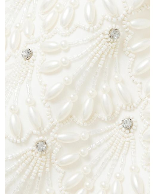 Clio Peppiatt White Strapless Scalloped Embellished Taffeta Gown