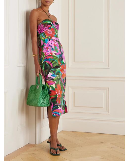 Robe Midi Dos Nu En Coton Biologique À Imprimé Fleuri Jardin De Rêve Farm Rio en coloris White