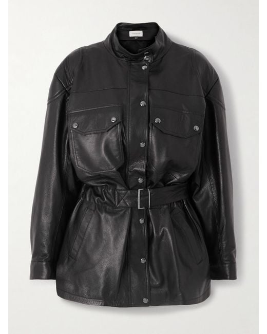 Magda Butrym Black Belted Leather Jacket