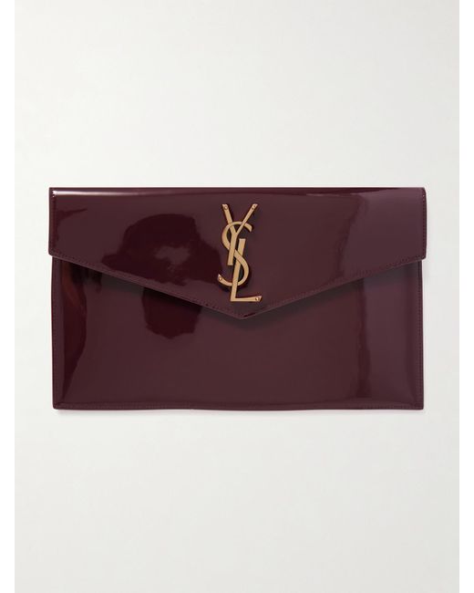 Saint Laurent Purple Uptown Patent-Leather Pouch