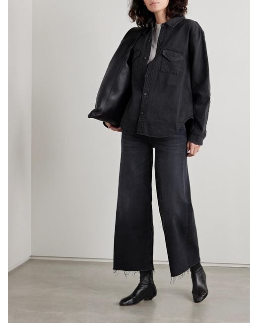 Citizens of Humanity Blue Lyra Frayed Cropped High-Rise Wide-Leg Jeans