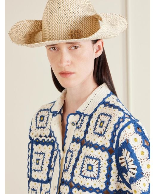 Ruslan Baginskiy Natural Cowboy Monogram-Embellished Straw Hat