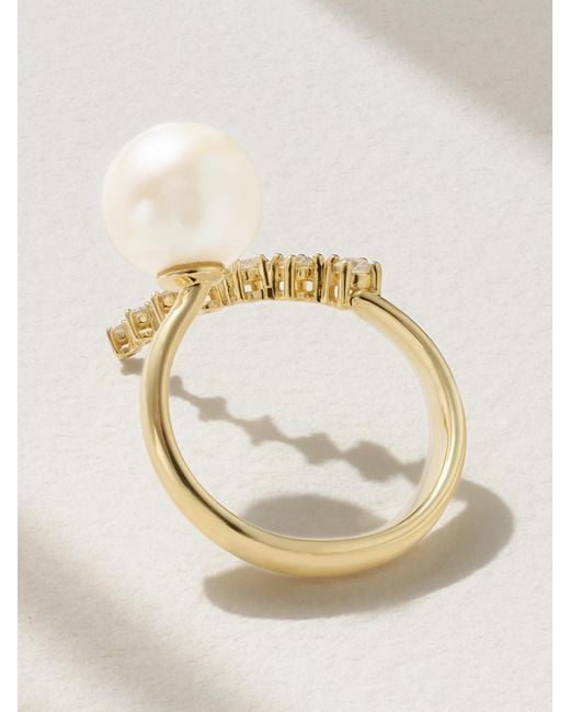 Mizuki Natural 14-Karat, Pearl And Diamond Ring