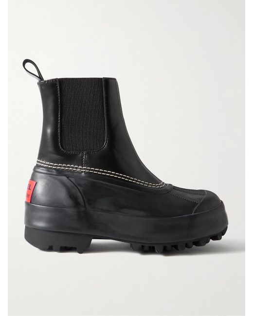 Proenza Schouler Black Sorel Caribou Leather And Rubber Platform Chelsea Boots