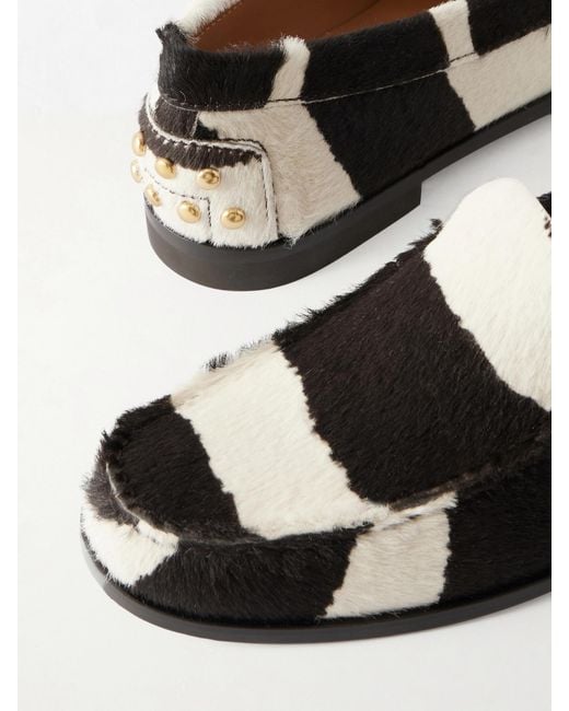 Tod's Multicolor Studded Zebra-Print Calf Hair Loafers