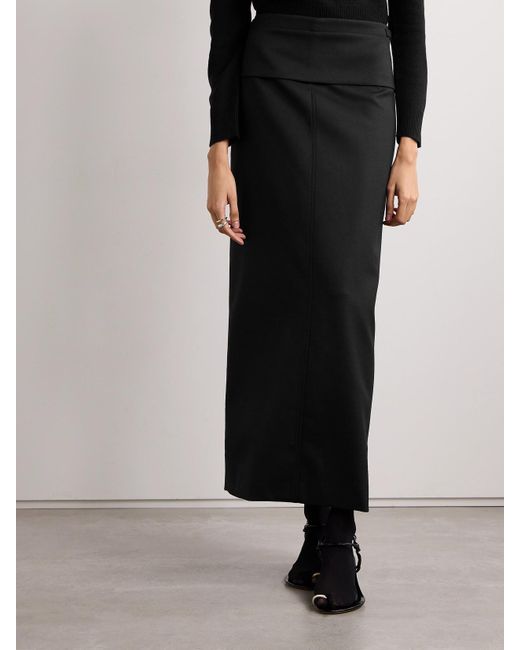 Proenza Schouler Black Adriana Paneled Wool-Blend Twill Maxi Skirt
