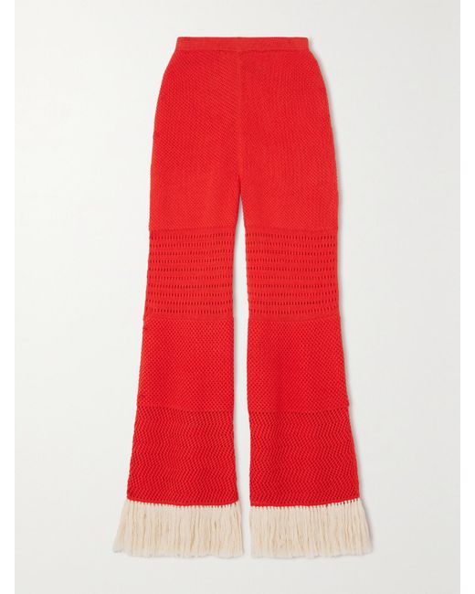 Escvdo Red Net Sustain Carisa Schlaghose Aus Baumwolle Mit Fransen