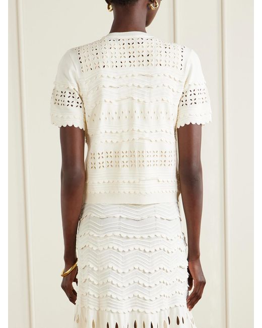 Ulla Johnson White Abriana Eyelet-Embellished Knitted Shirt