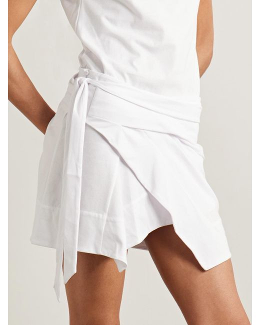 Isabel Marant White Berenice Asymmetrischer Mini-Wickelrock Aus Baumwoll-Jersey
