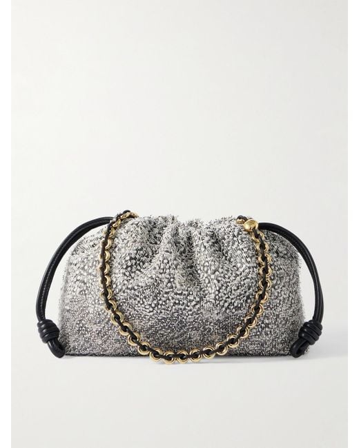 Loewe Gray Flamenco Medium Distressed Polka-Dot Leather Clutch