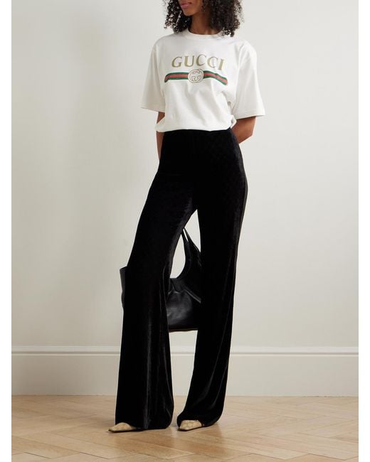 Gucci Natural Oversized Printed Cotton And Silk-Blend Jersey T-Shirt