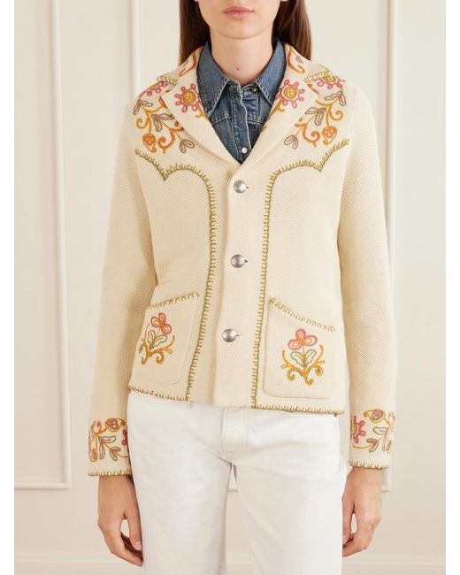 RRL Natural Bella Crochet-Trimmed Cotton And Cashmere-Blend Cardigan