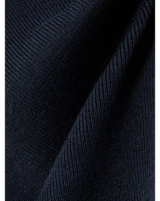 Chloé Blue Rollkragenpullover Aus Einer Gerippten Baumwoll-Wollmischung Mit Logo