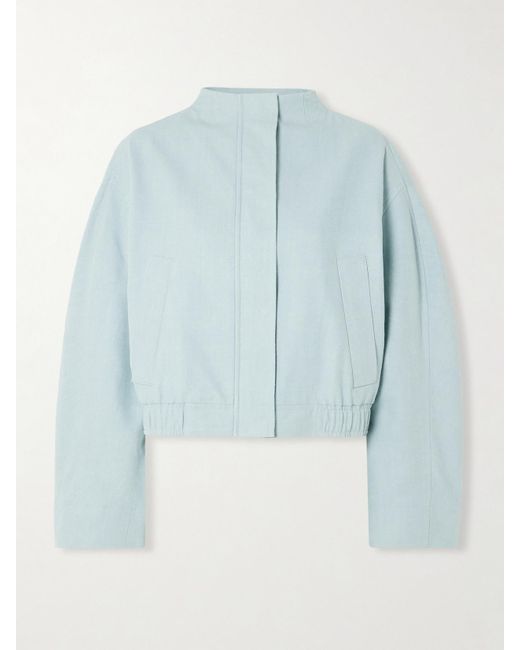 Loulou de Saison Blue Bago Verkürzte Jacke Aus Strukturiertem Twill Aus Einer Baumwollmischung