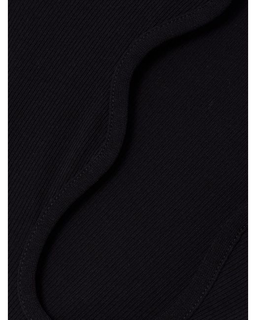 Ferragamo Black Ribbed Cotton Tank
