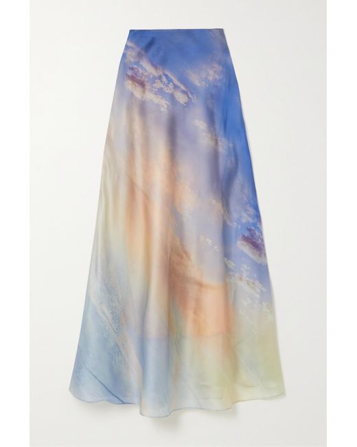 Zimmermann Tama Printed Silk-satin Maxi Skirt in Blue | Lyst Australia