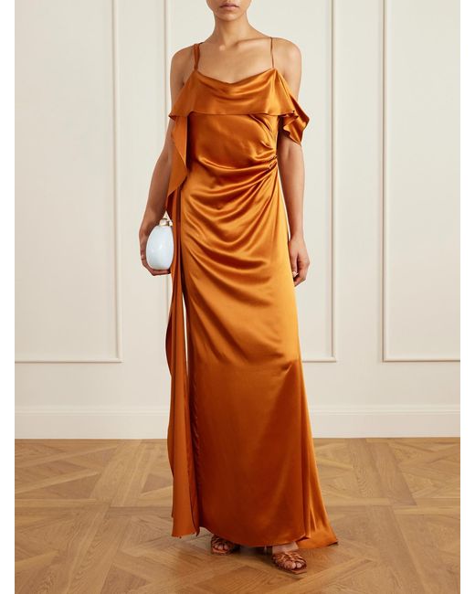 Roksanda Brown Lysa Draped Silk-Satin Gown